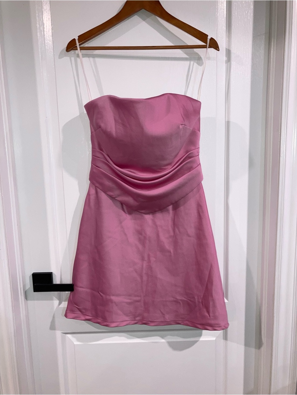 Nu Mode Y2K Pink Strapless Satin Mini Dress - size 9/10